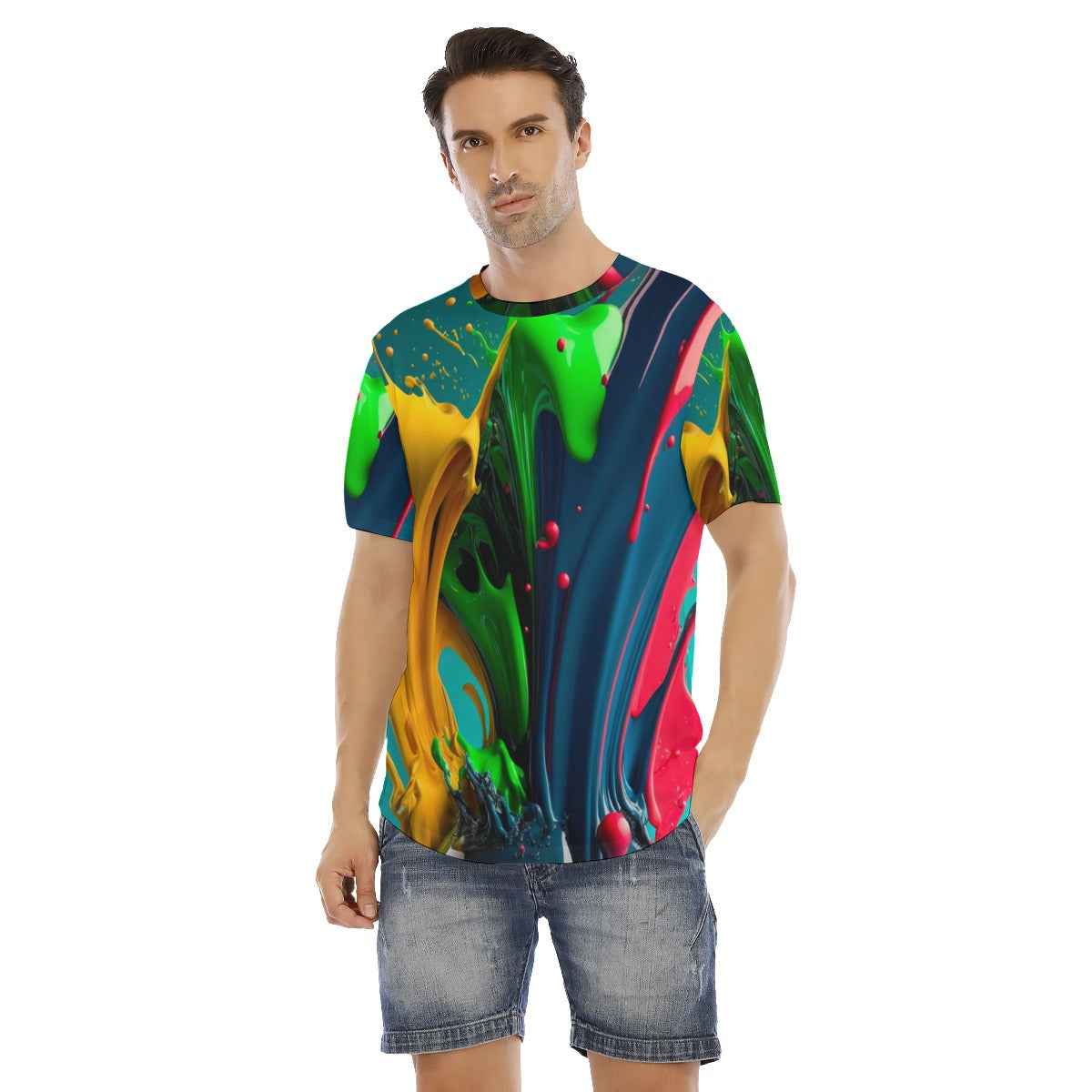 All-Over Print Men's Short Sleeve Rounded Hem T-shirt