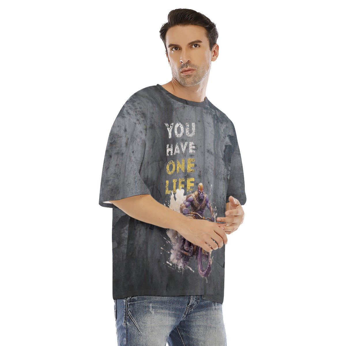 All-Over Print Men's Drop Shoulder T-shirt With Short Sleeve