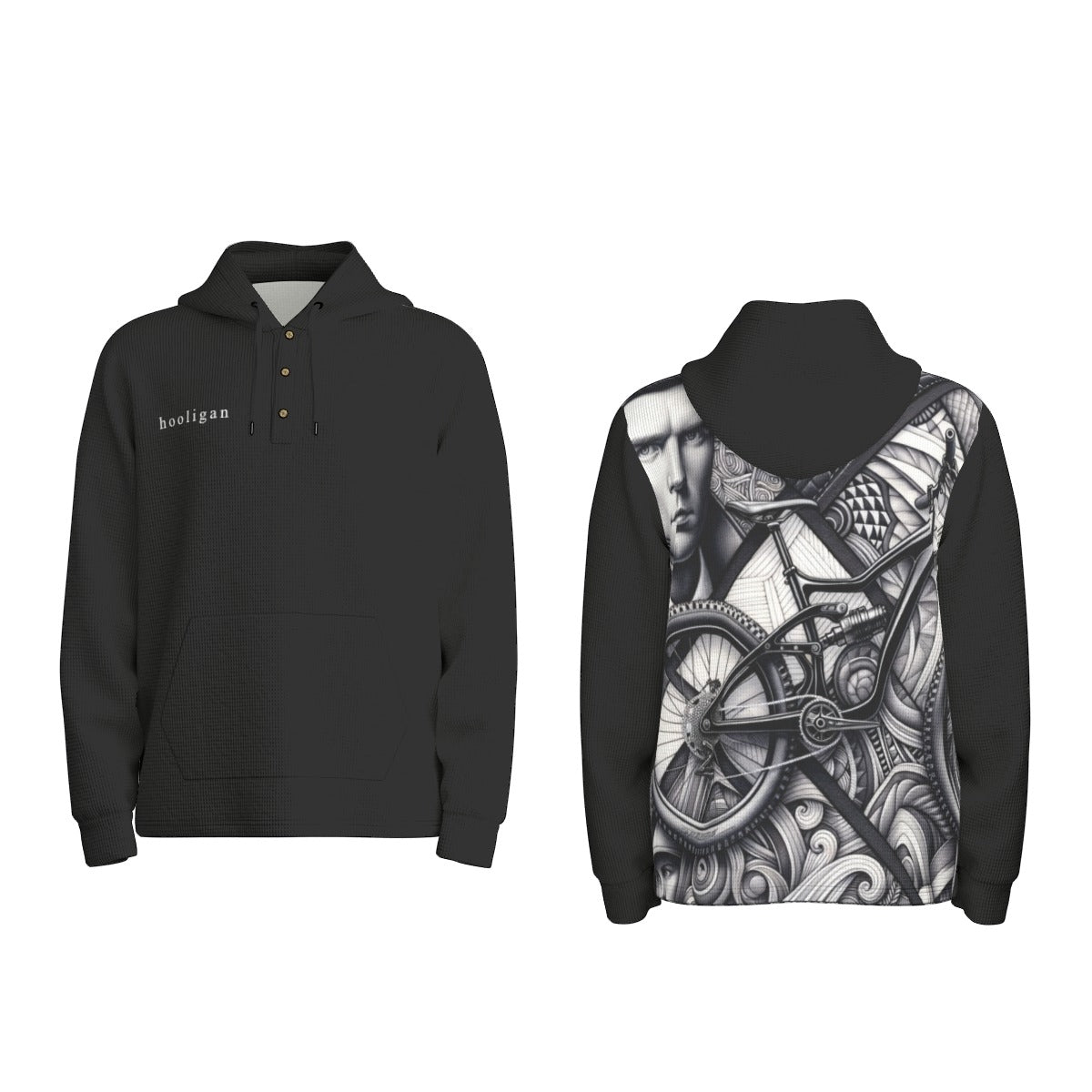 All-Over Print Men's Half  Button Hoodie