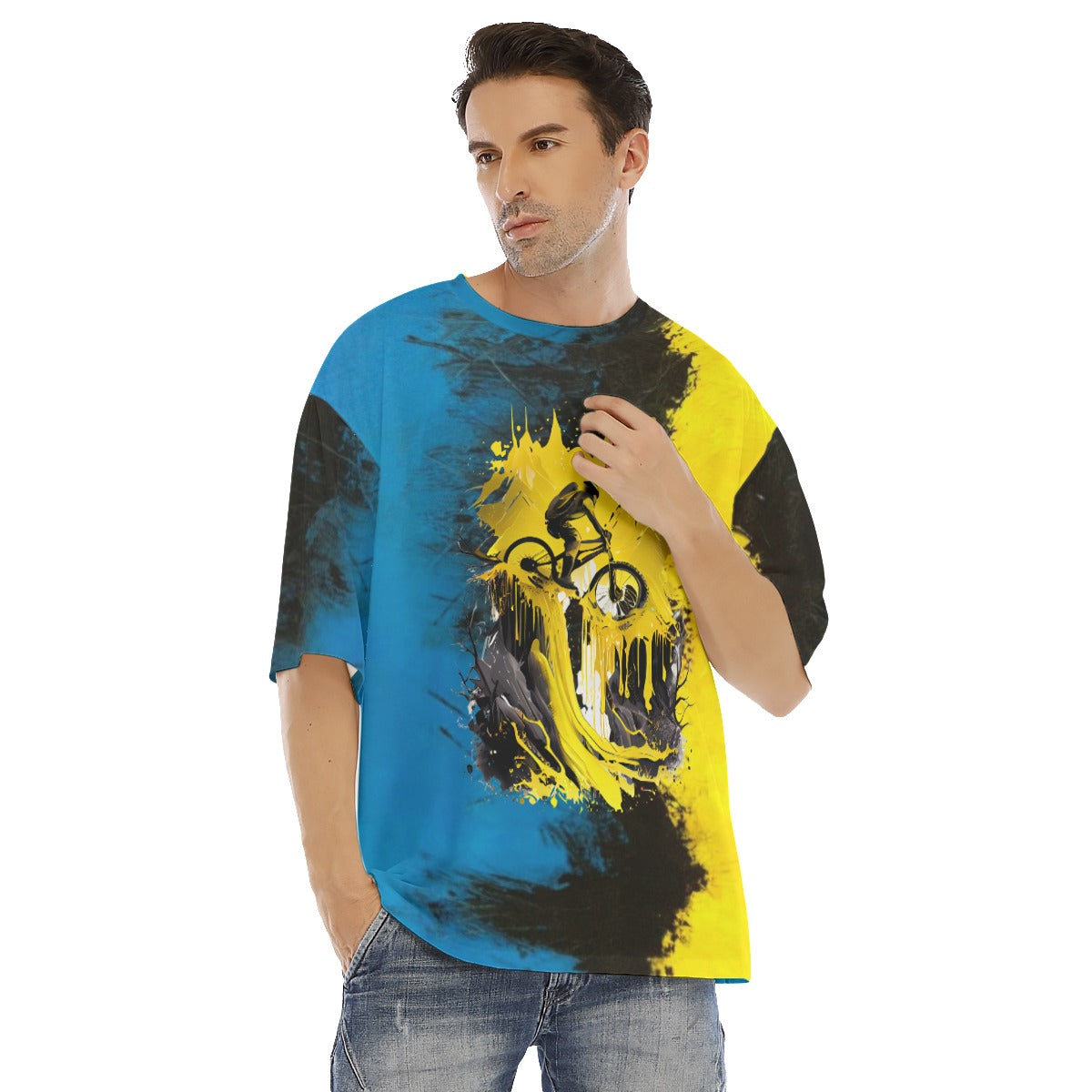 All-Over Print Men's Drop Shoulder T-shirt With Short Sleeve