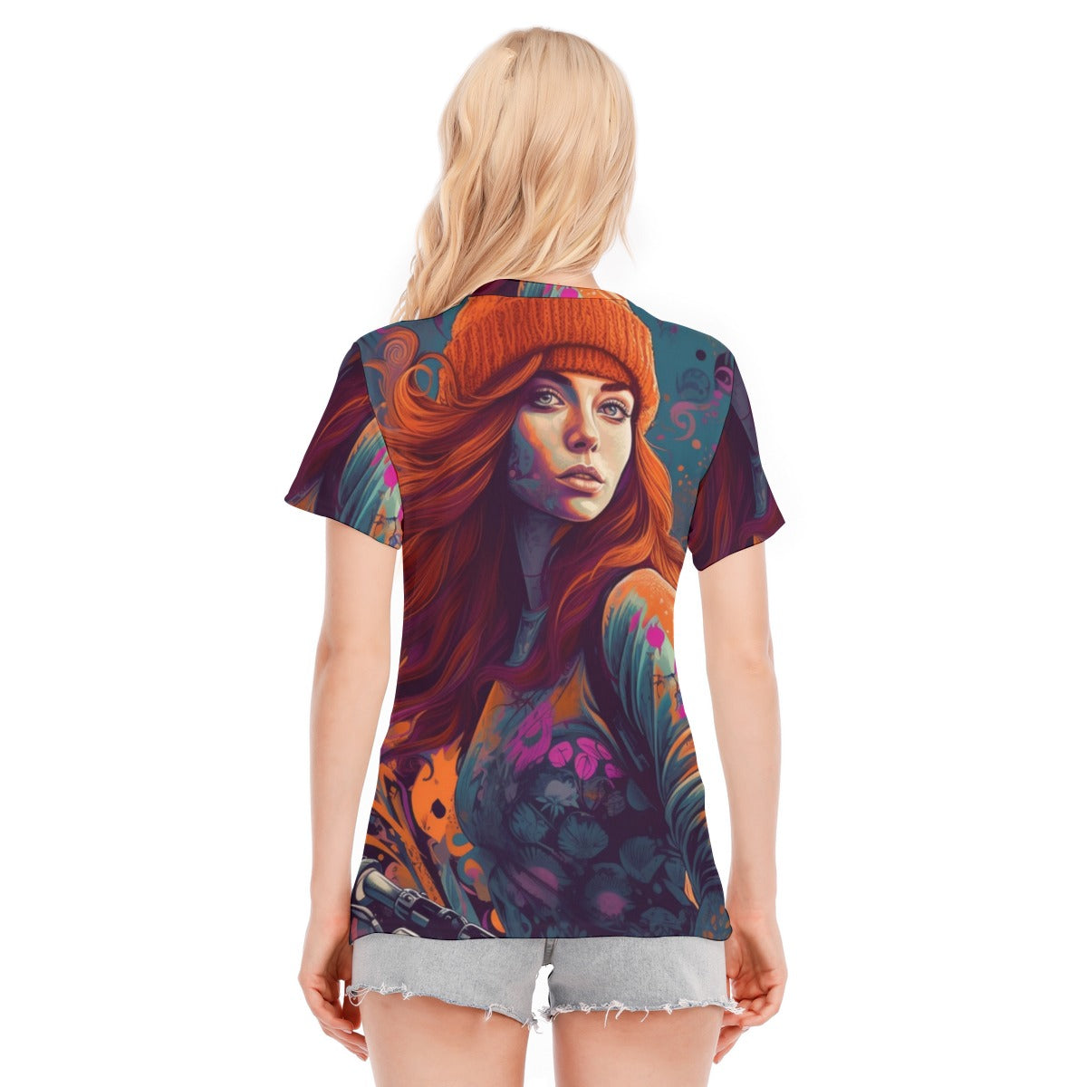 All-Over Print Women's Round Neck T-Shirt | 190GSM Cotton