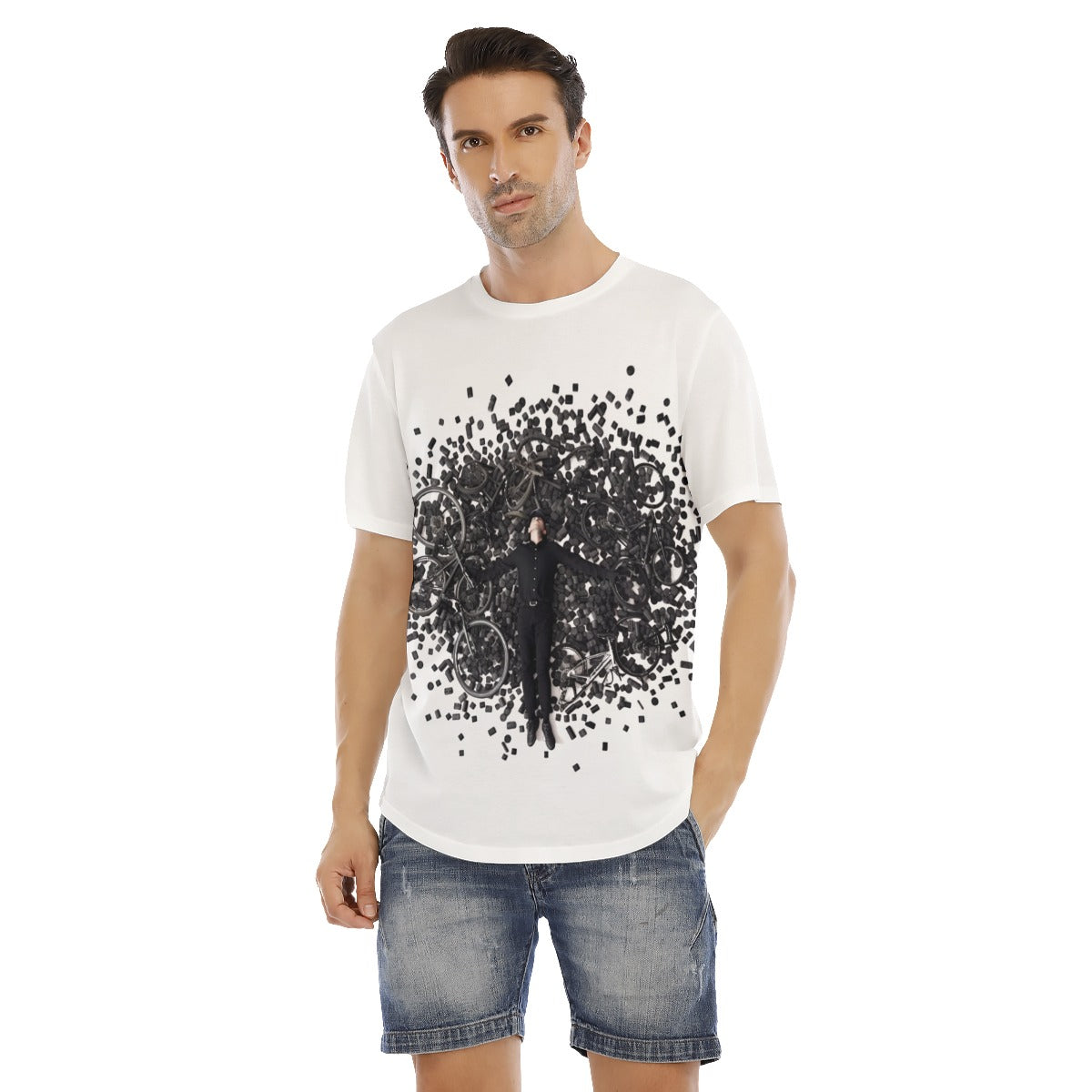 All-Over Print Men's Short Sleeve Rounded Hem T-shirt