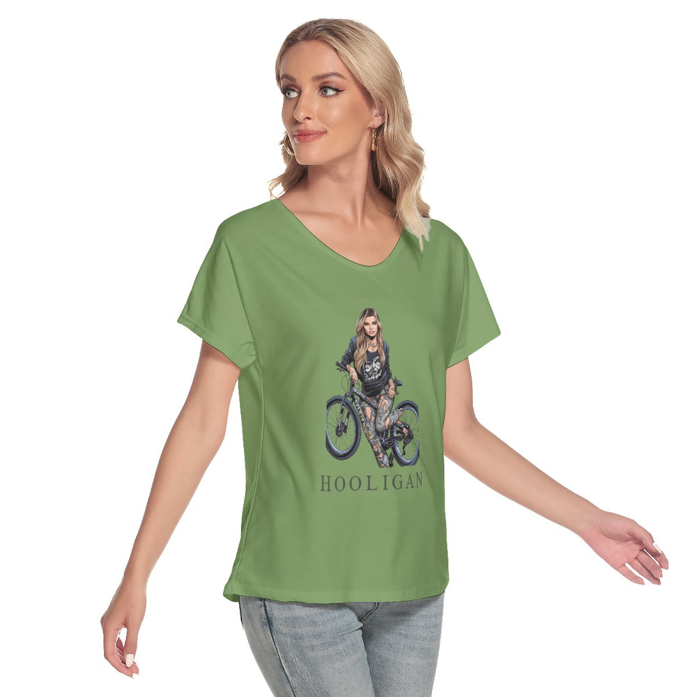 All-Over Print Women's Loose V-neck Short Sleeve T-shirt