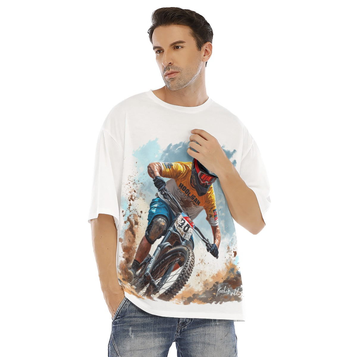 All-Over Print Men's Drop Shoulder T-shirt With Short Sleeve