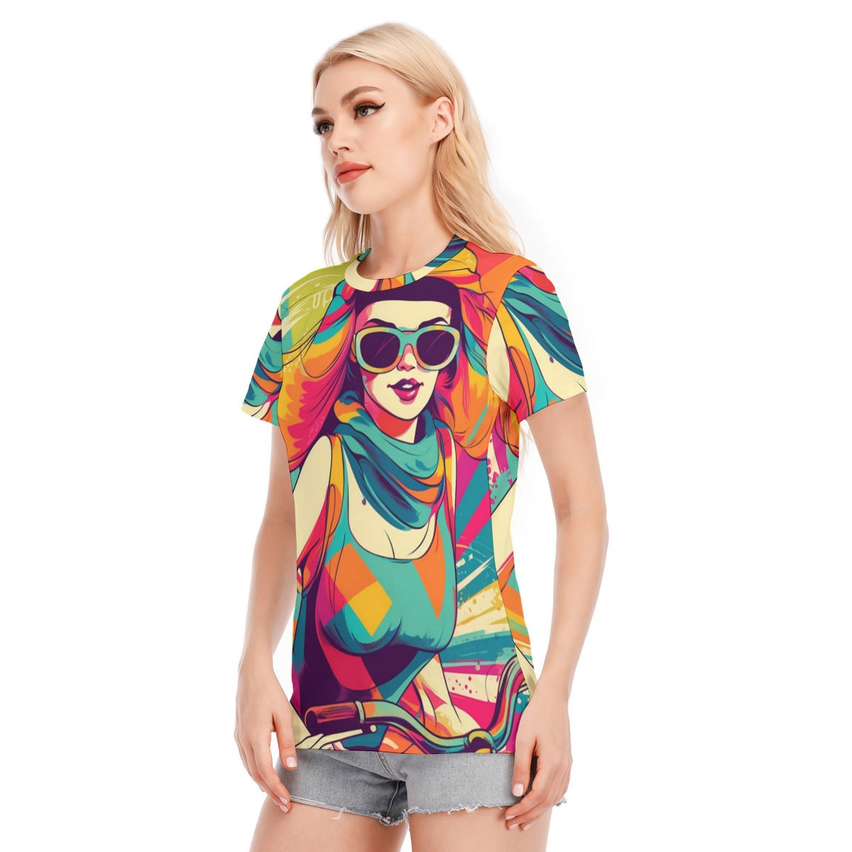 All-Over Print Women's Round Neck T-Shirt | 190GSM Cotton