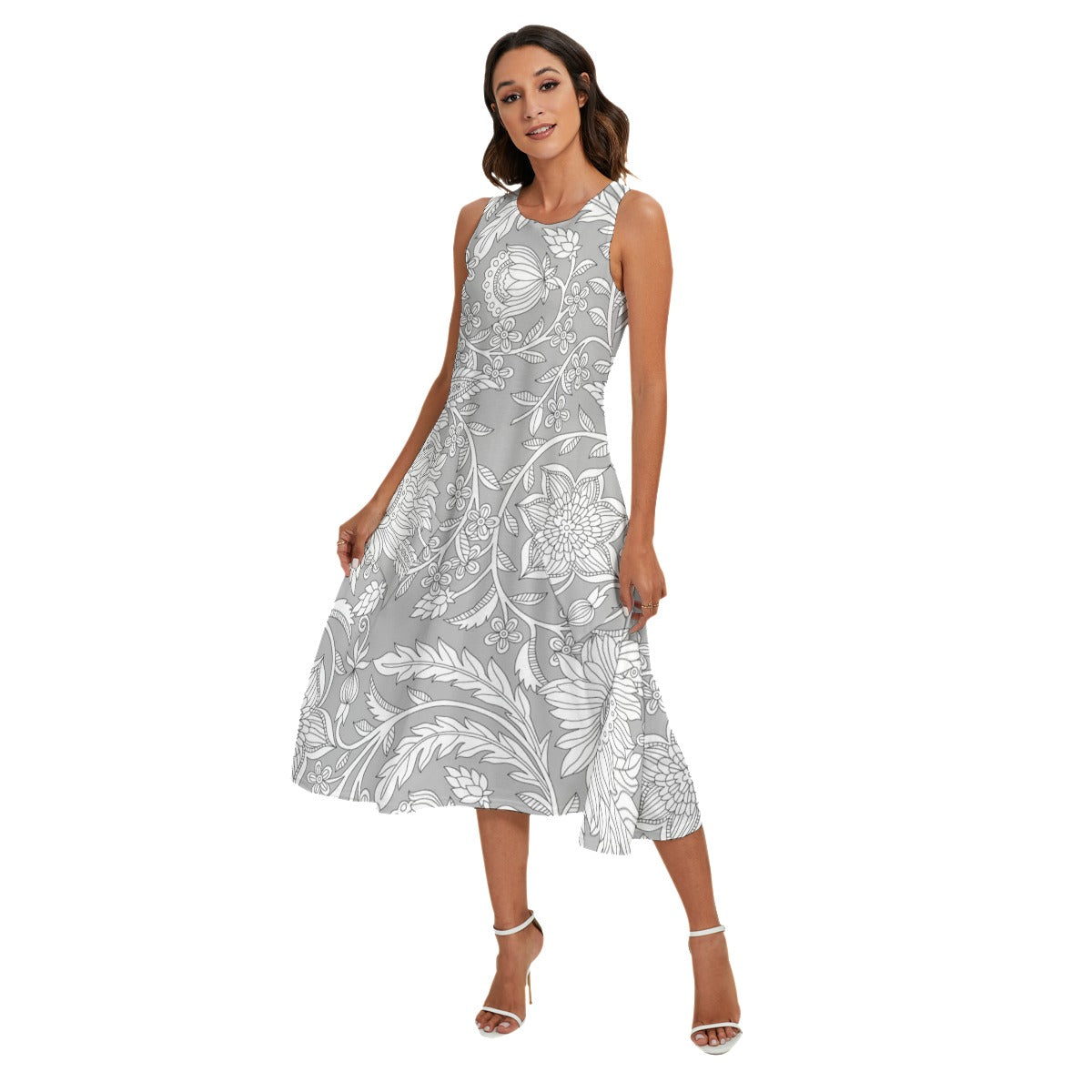 All-Over Print Women's Sleeveless Dress With Diagonal Pocket