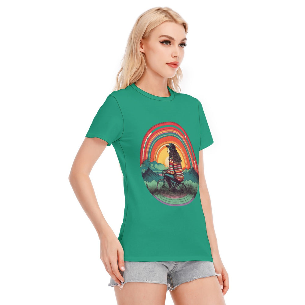 All-Over Print Women's Round Neck T-Shirt | 190GSM Cotton