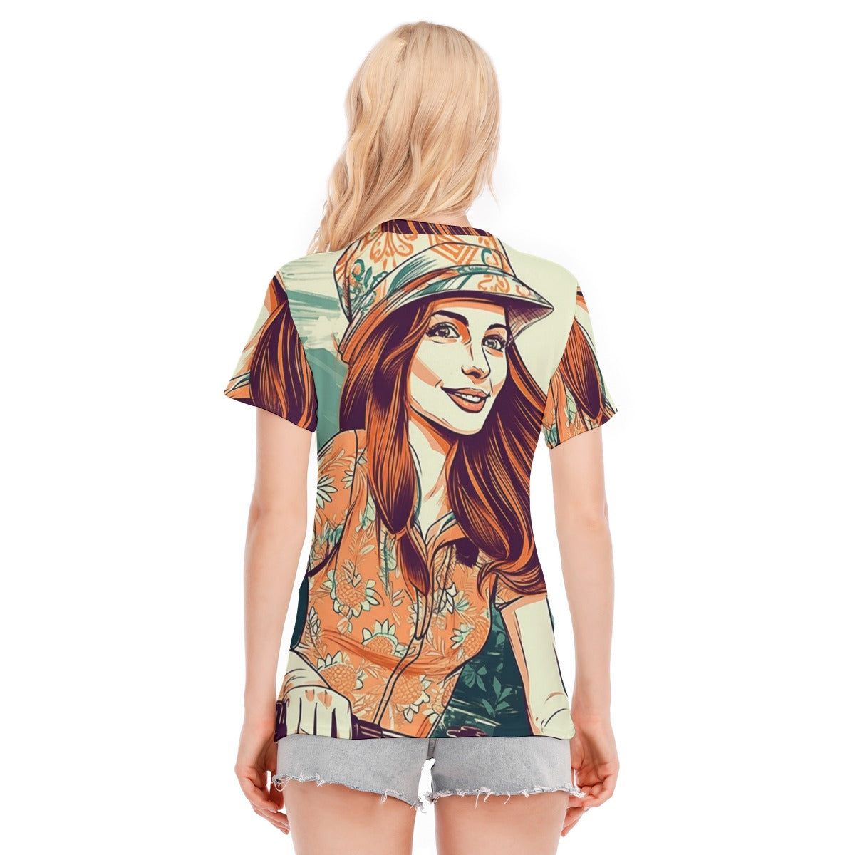 All-Over Print Women's Round Neck T-Shirt | 190GSM Cotton