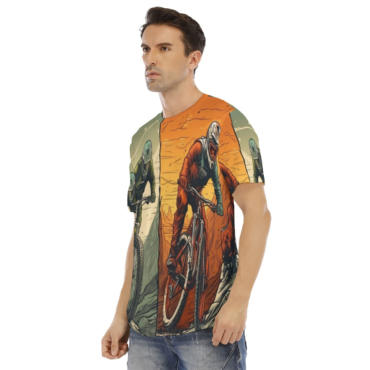 All-Over Print Men's Short Sleeve Rounded Hem T-shirt