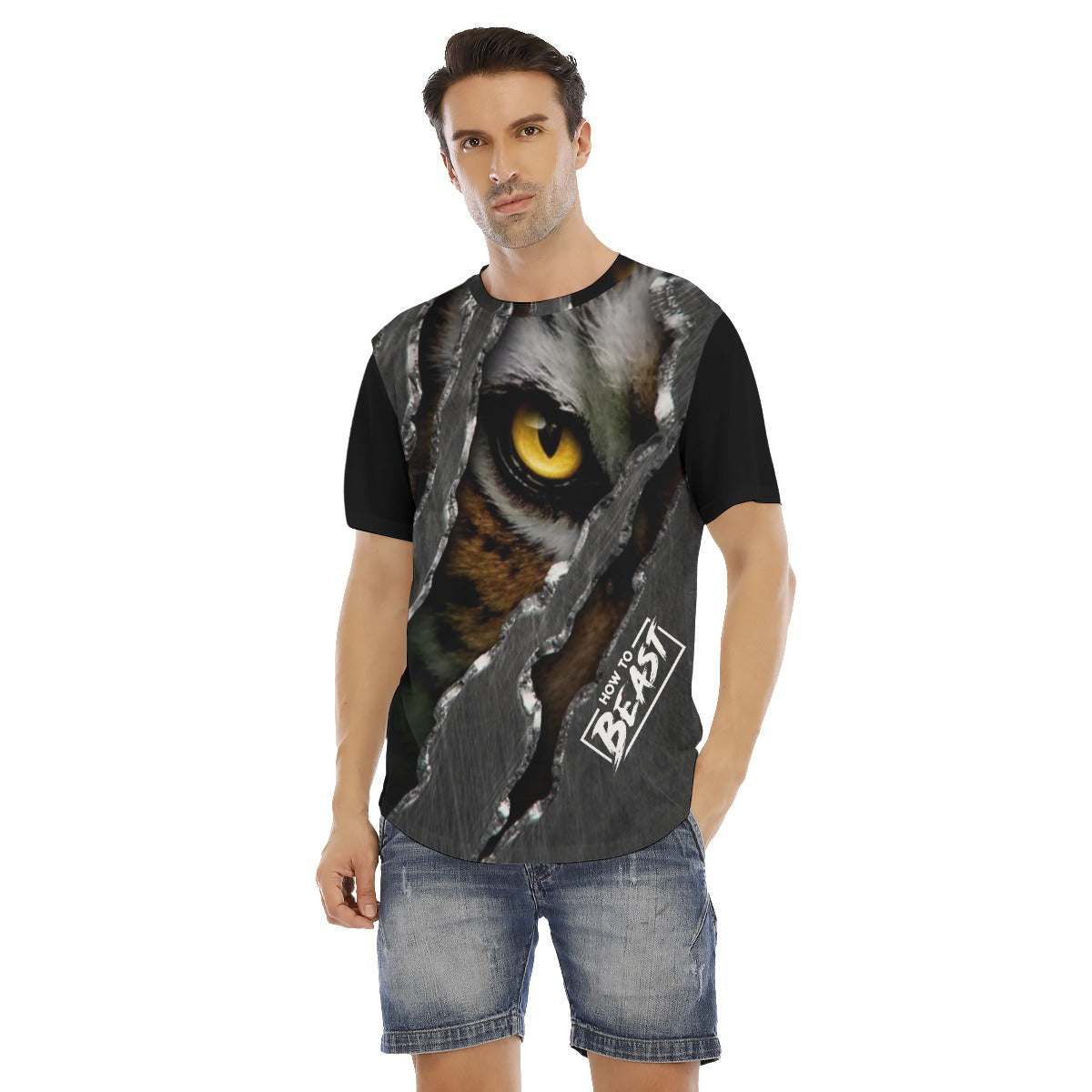 All-Over Print Men's Short Sleeve Rounded Hem T-shirt