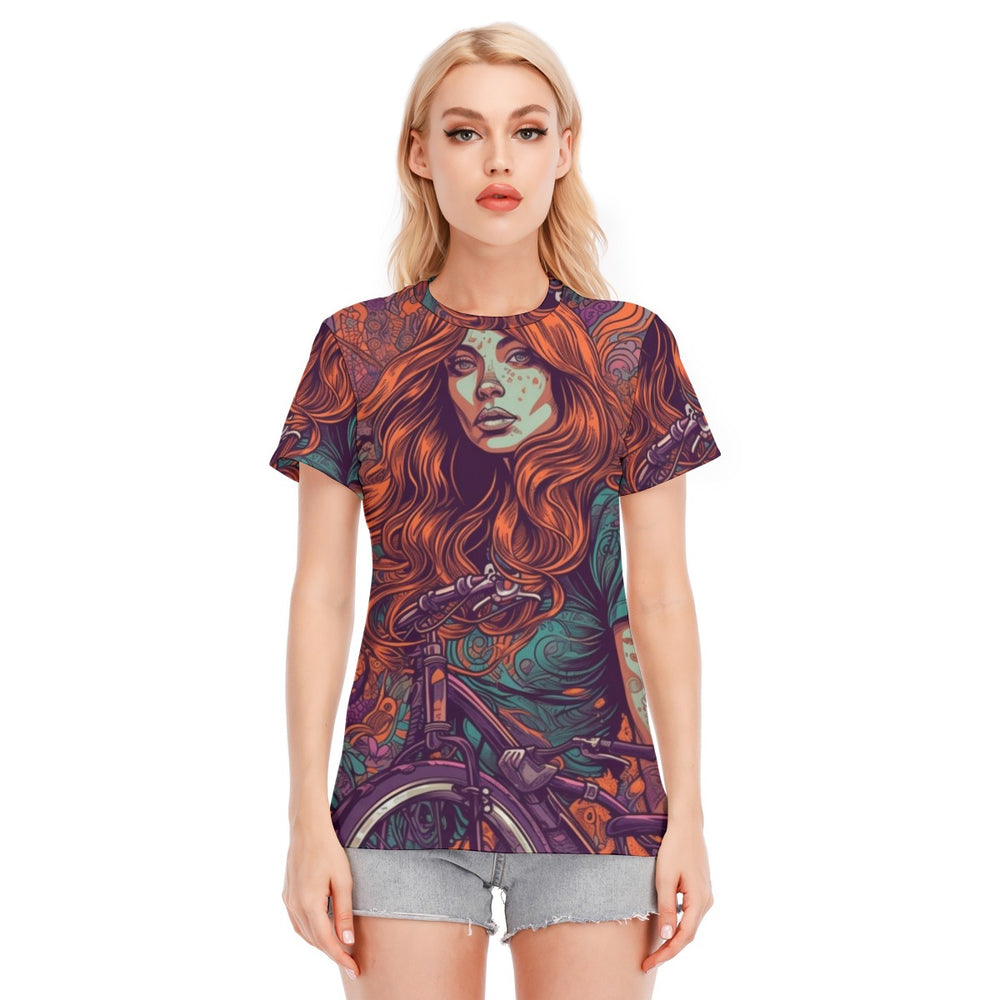 All-Over Print Women's Round Neck T-Shirt | 190GSM Cotton