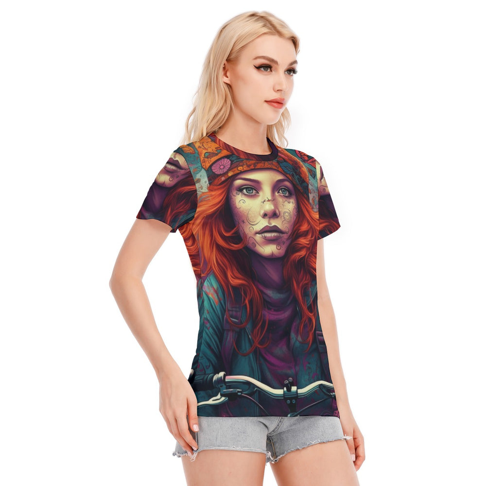 All-Over Print Women's Round Neck T-Shirt | 190GSM Cotton