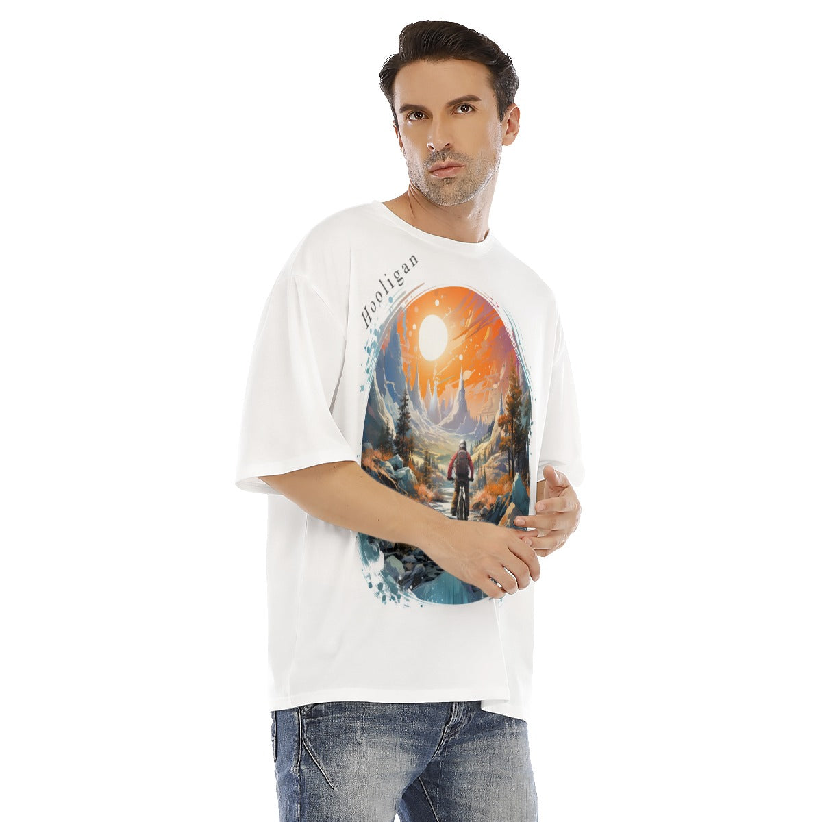 All-Over Print Men's Drop Shoulder T-shirt With Short Sleeve