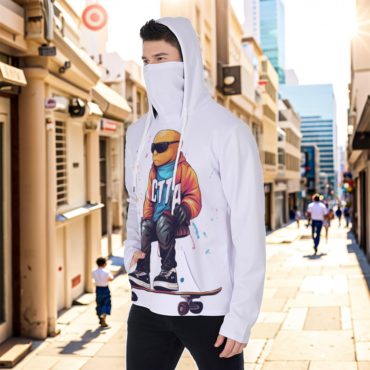 Eco-friendly All-Over Print Men's Masked Hoodie