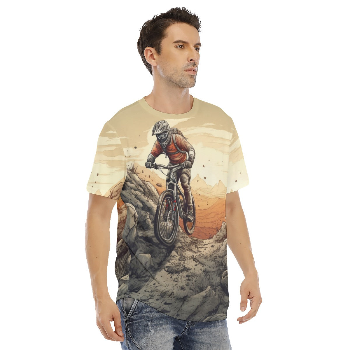 All-Over Print Men's Short Sleeve Rounded Hem T-shirt