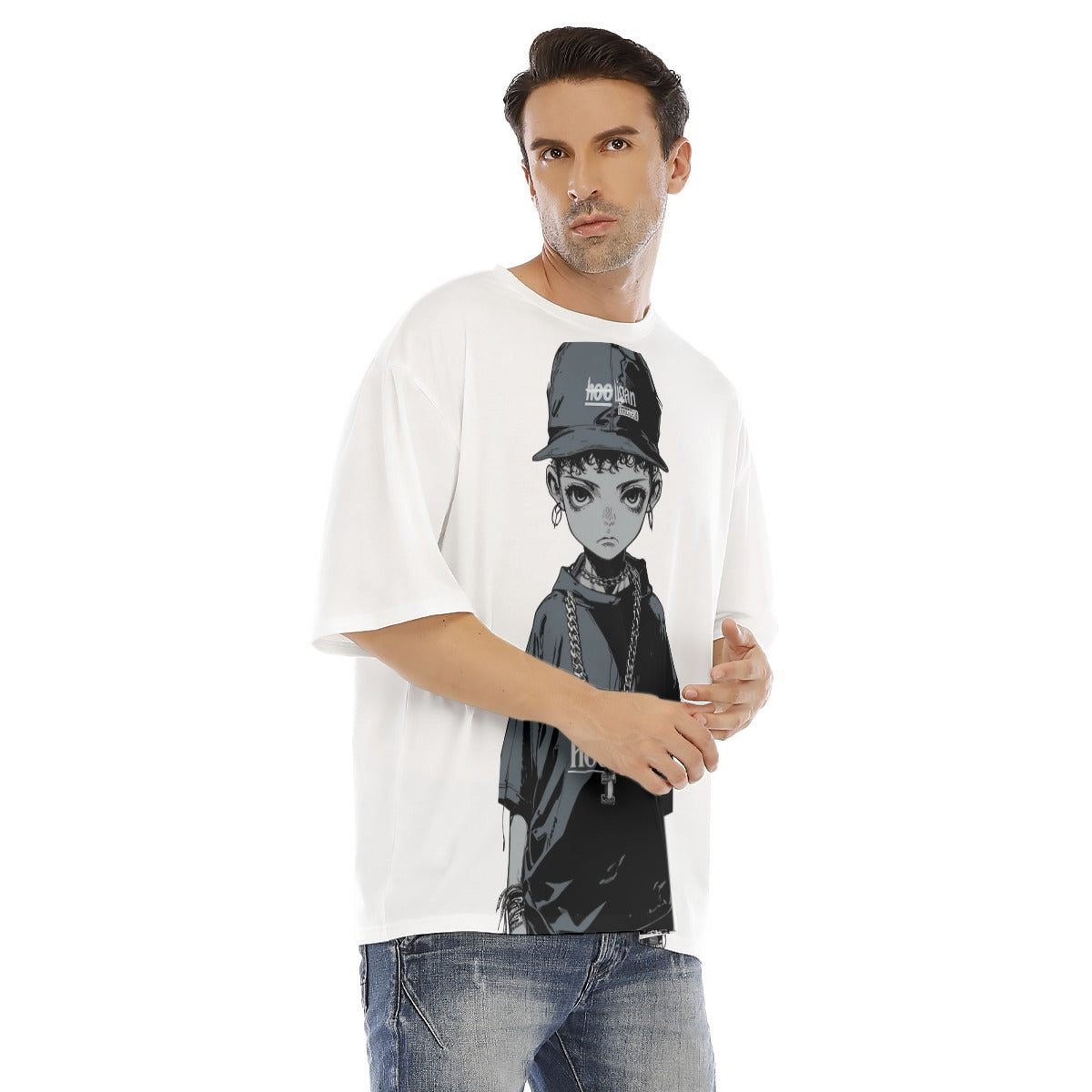 All-Over Print Men's Drop Shoulder T-shirt With Short Sleeve