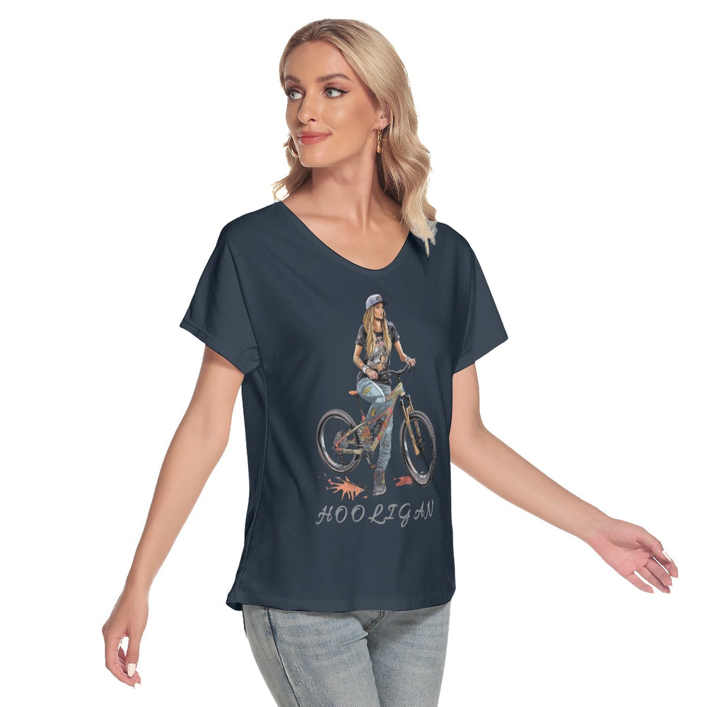 All-Over Print Women's Loose V-neck Short Sleeve T-shirt