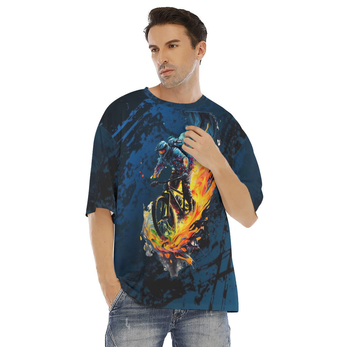 All-Over Print Men's Drop Shoulder T-shirt With Short Sleeve