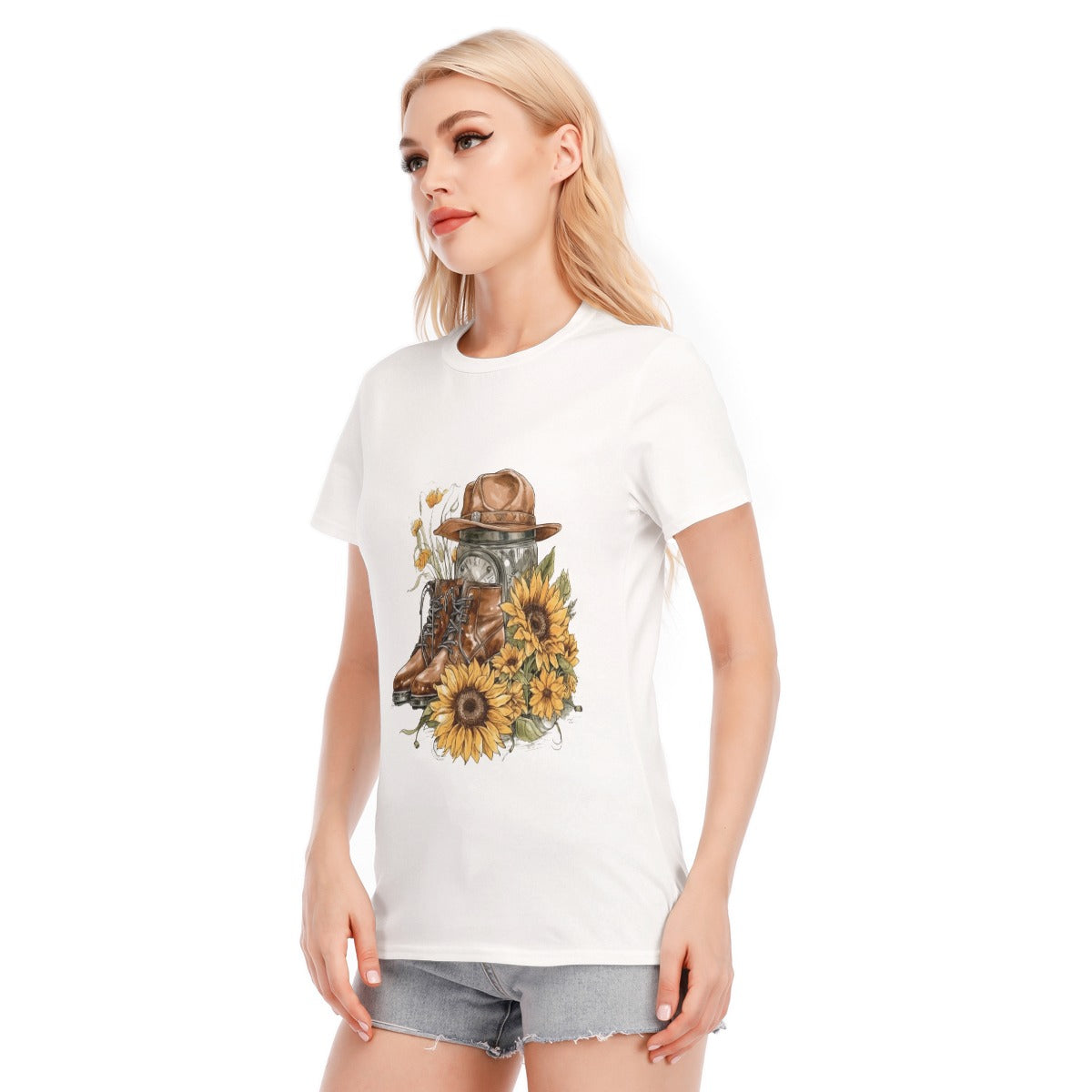 All-Over Print Women's Round Neck T-Shirt | 190GSM Cotton