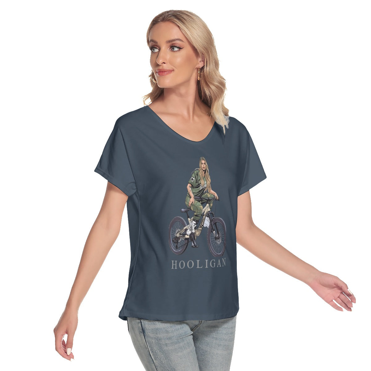 All-Over Print Women's Loose V-neck Short Sleeve T-shirt