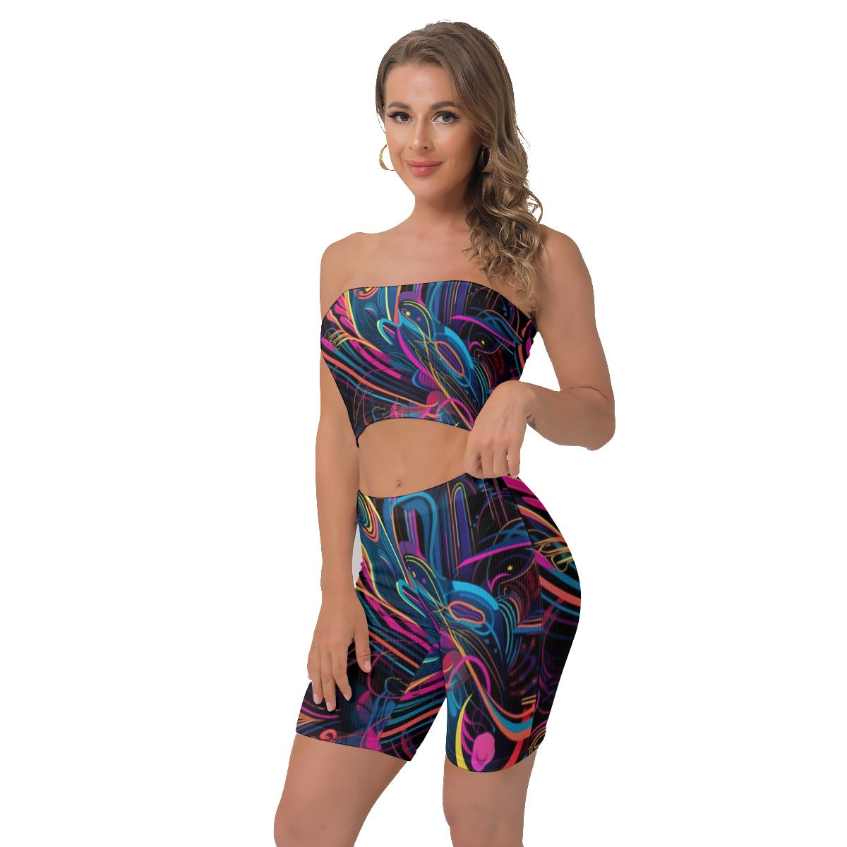 All-Over Print Women's Breast Wrap Shorts Suit