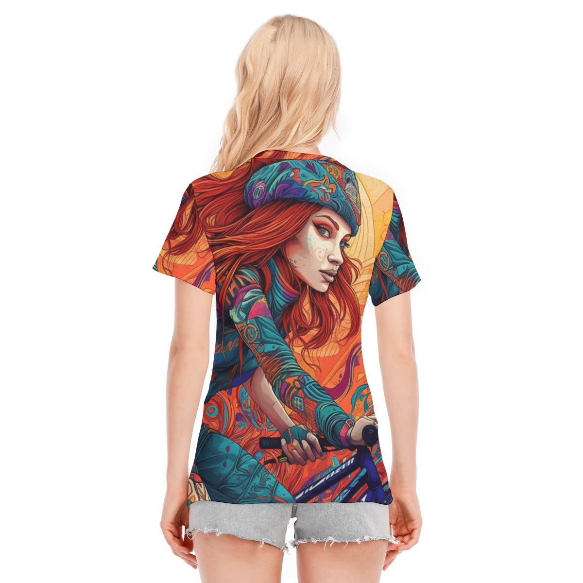 All-Over Print Women's Round Neck T-Shirt | 190GSM Cotton