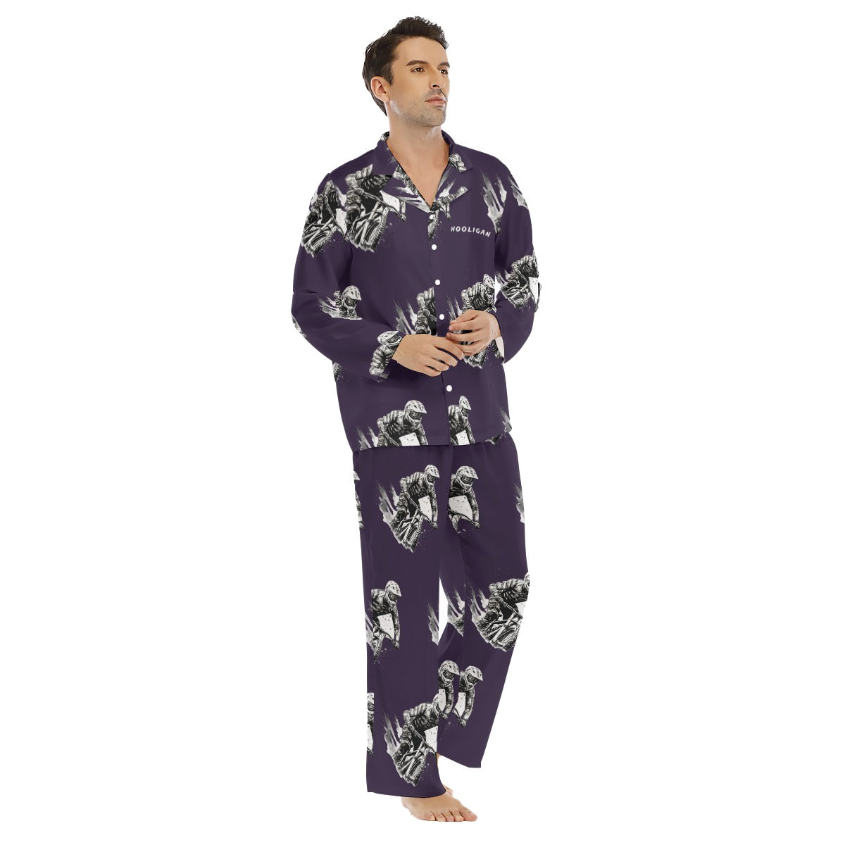 All-Over Print Men's Lapel Pajama Set