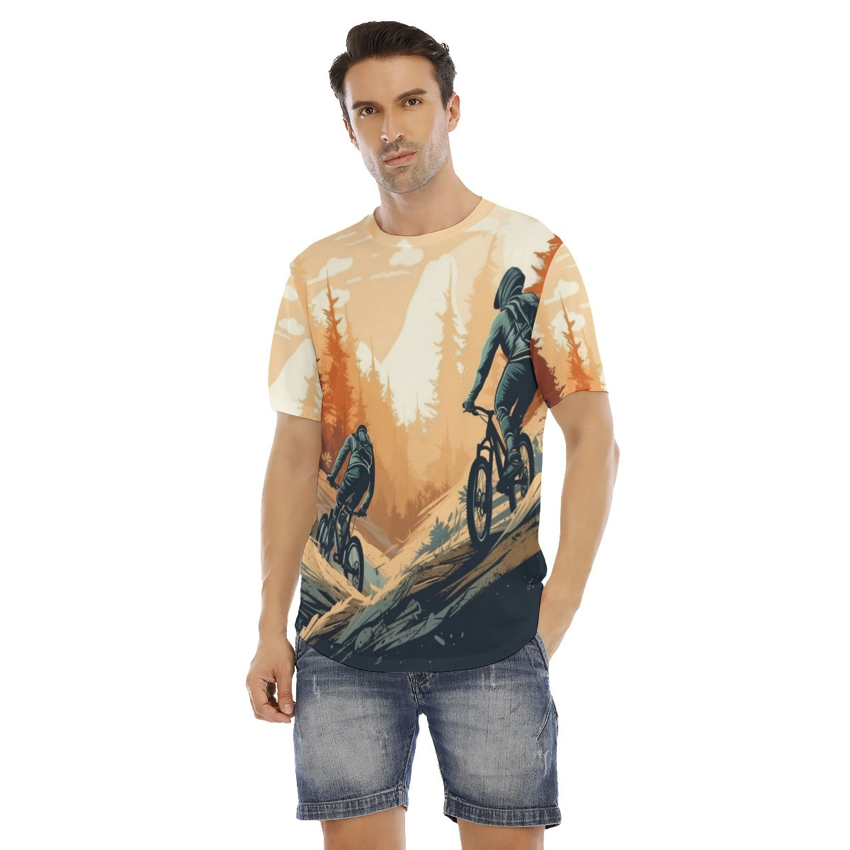 All-Over Print Men's Short Sleeve Rounded Hem T-shirt