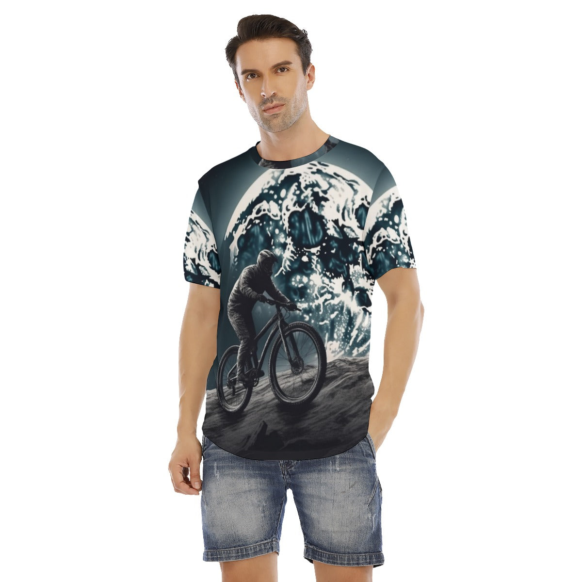 All-Over Print Men's Short Sleeve Rounded Hem T-shirt