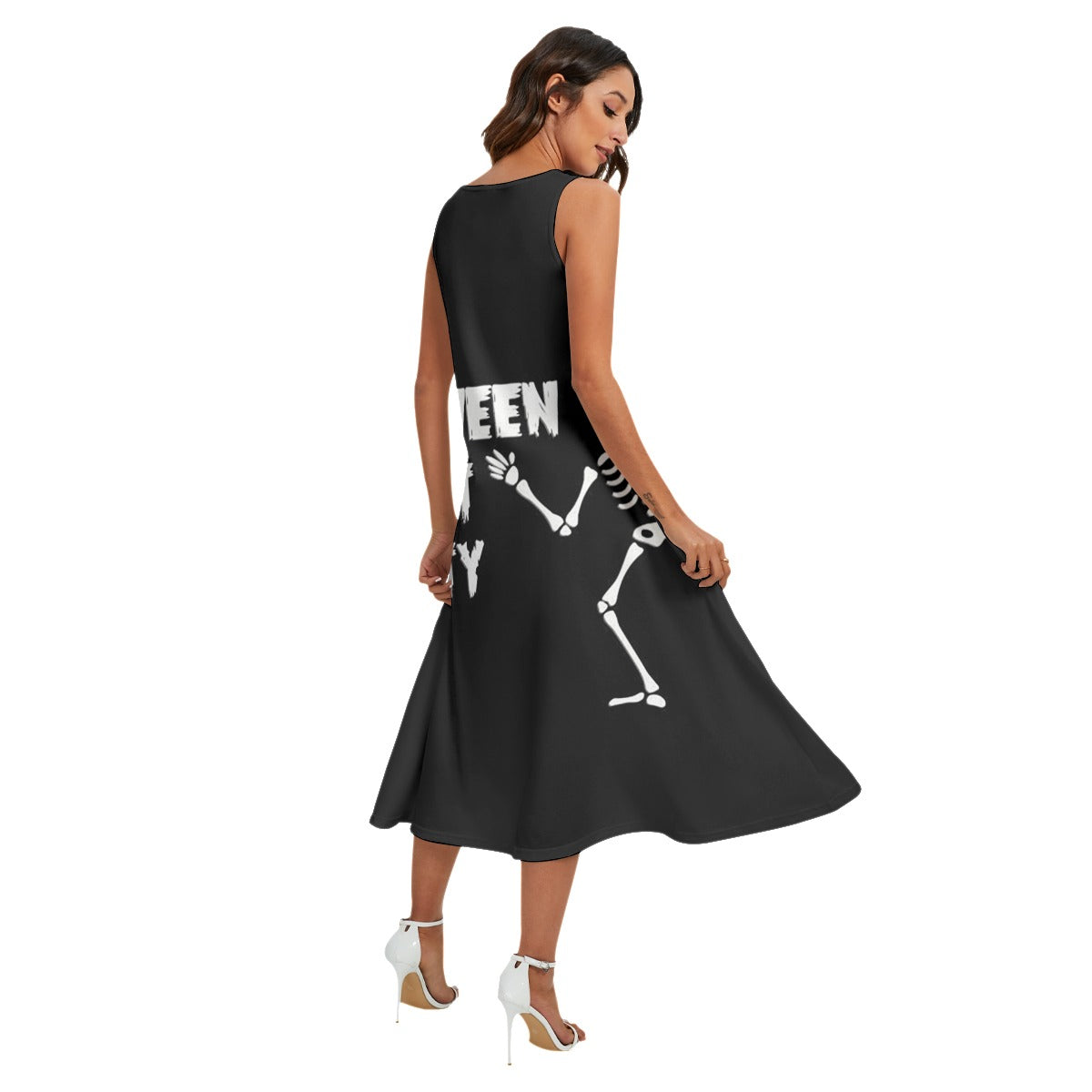 All-Over Print Women's Sleeveless Dress With Diagonal Pocket