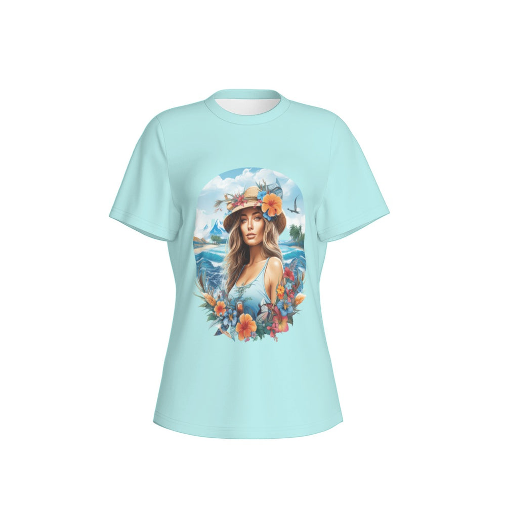 All-Over Print Women's O-Neck Sports T-Shirt