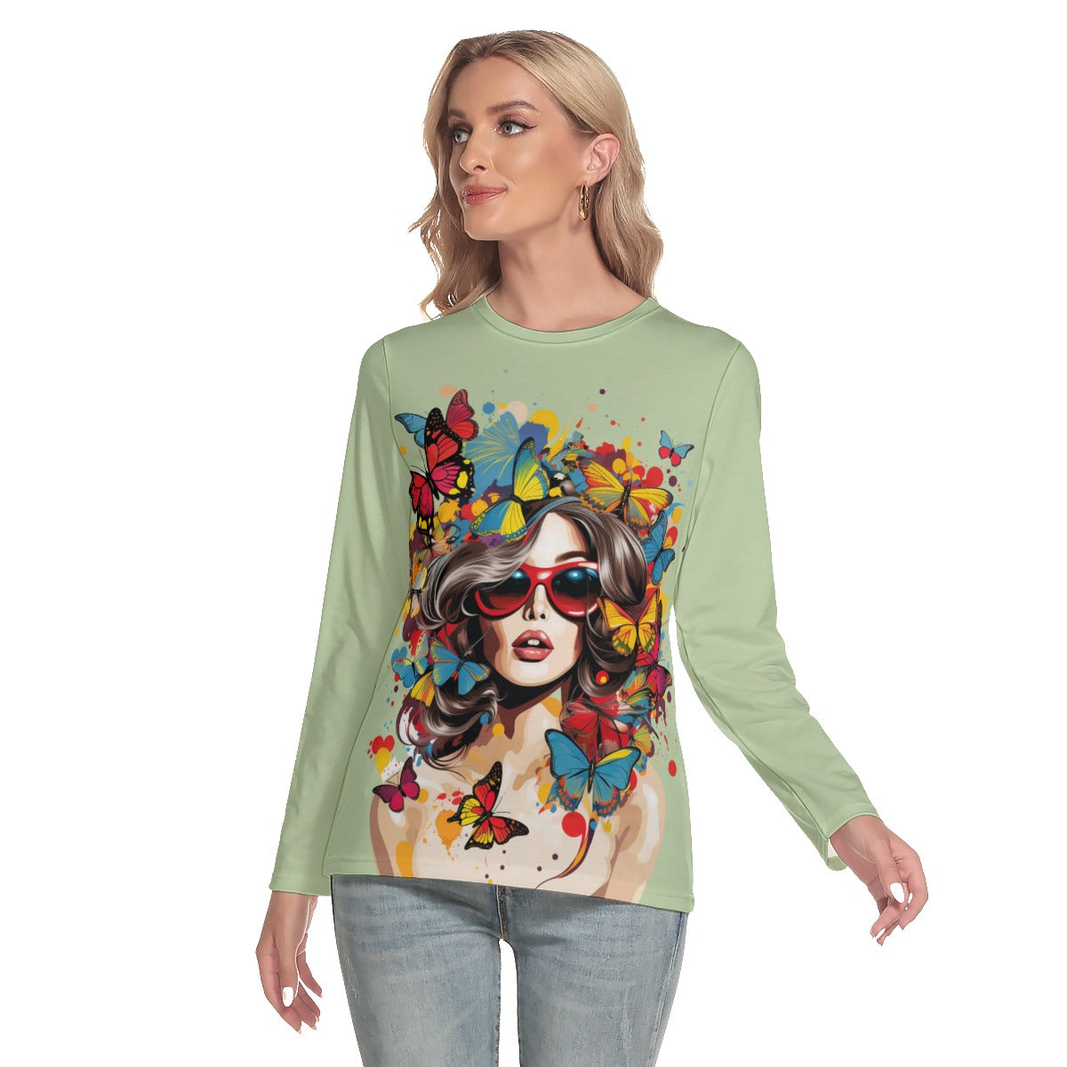 All-Over Print Women's O-neck Long Sleeve T-shirt