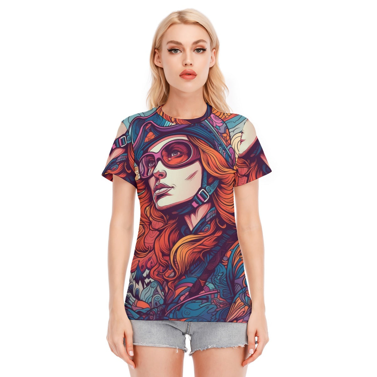 All-Over Print Women's Round Neck T-Shirt | 190GSM Cotton