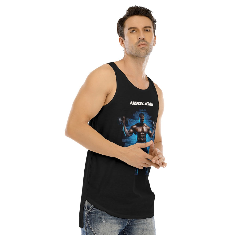 All-Over Print Men's Curved Hem Long Tank Top