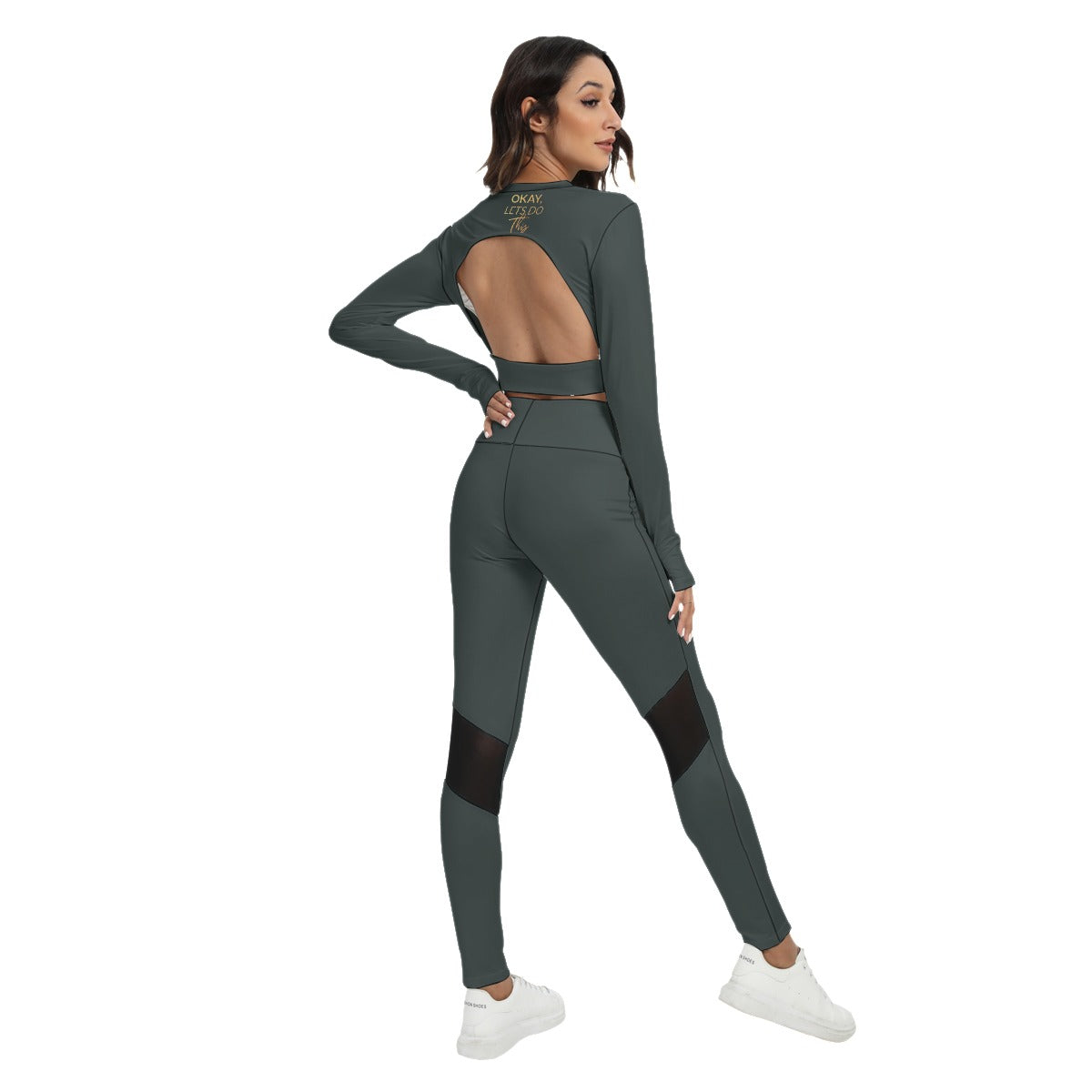All-Over Print Women's Sport Set With Backless Top And Leggings