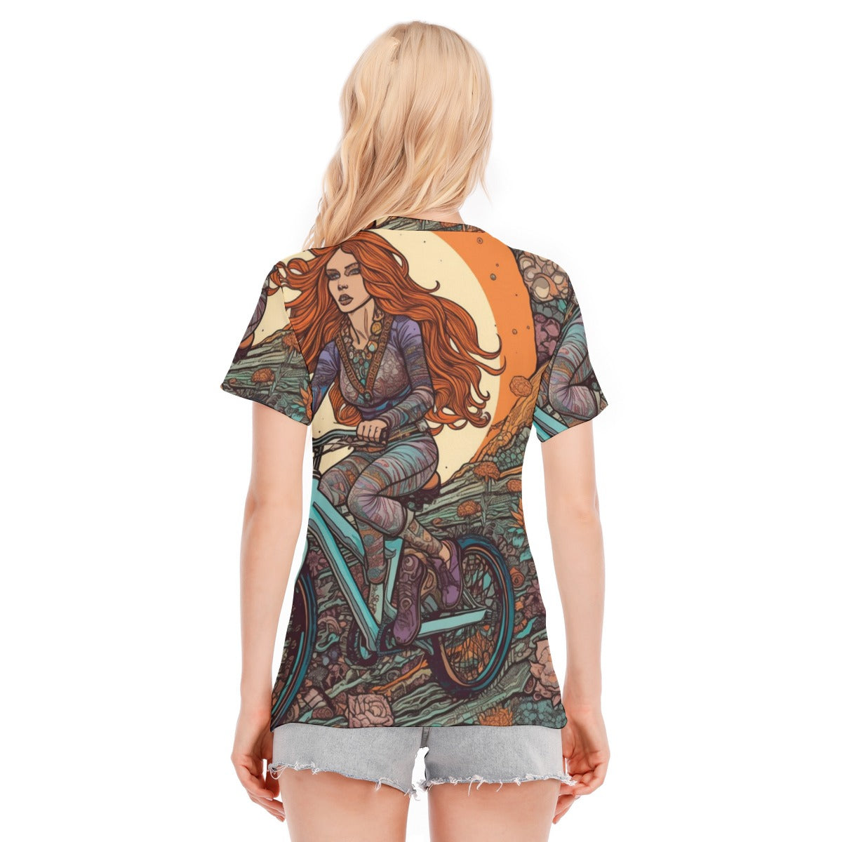 All-Over Print Women's Round Neck T-Shirt | 190GSM Cotton