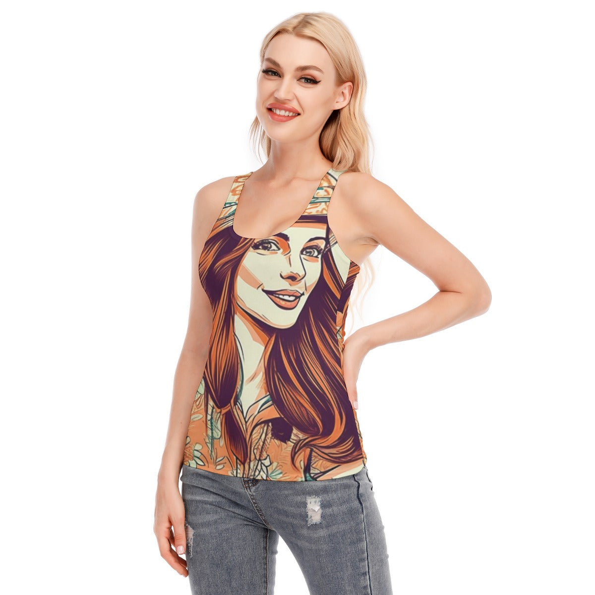 All-Over Print Women's Racer Vest | 190GSM Cotton