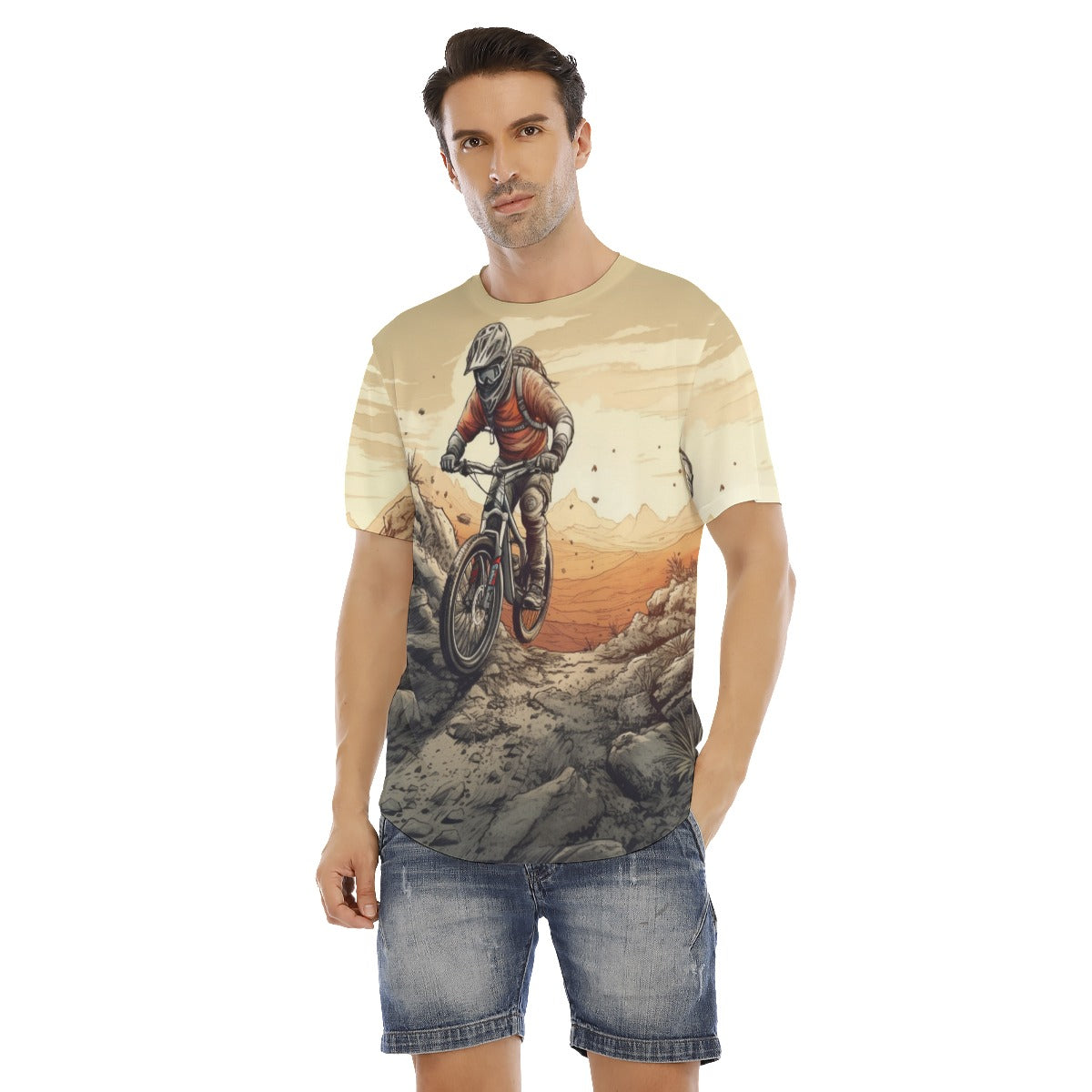 All-Over Print Men's Short Sleeve Rounded Hem T-shirt