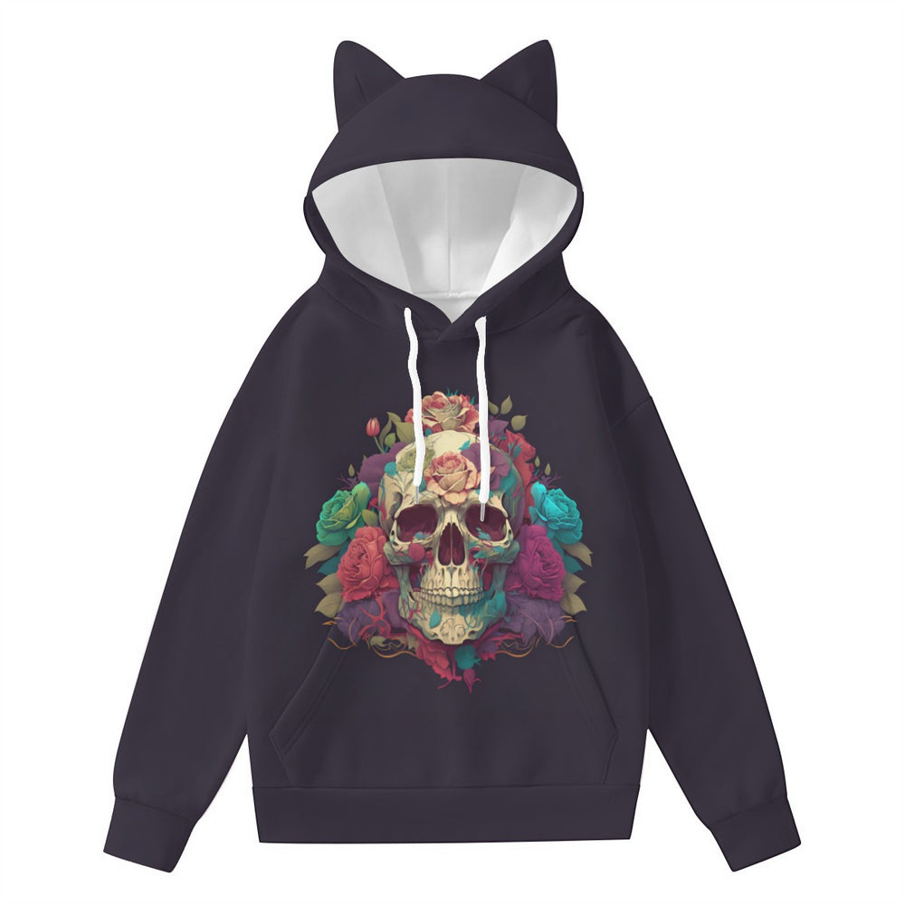 All-Over Print Women’s Hoodie With Decorative Ears