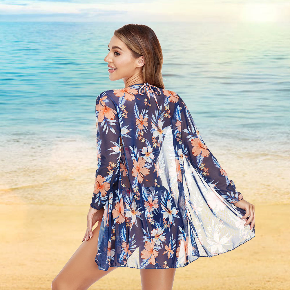 Fashion Woman's Summer Floral Beach Swimsuit Gauze Sunscreen Thin Shawl