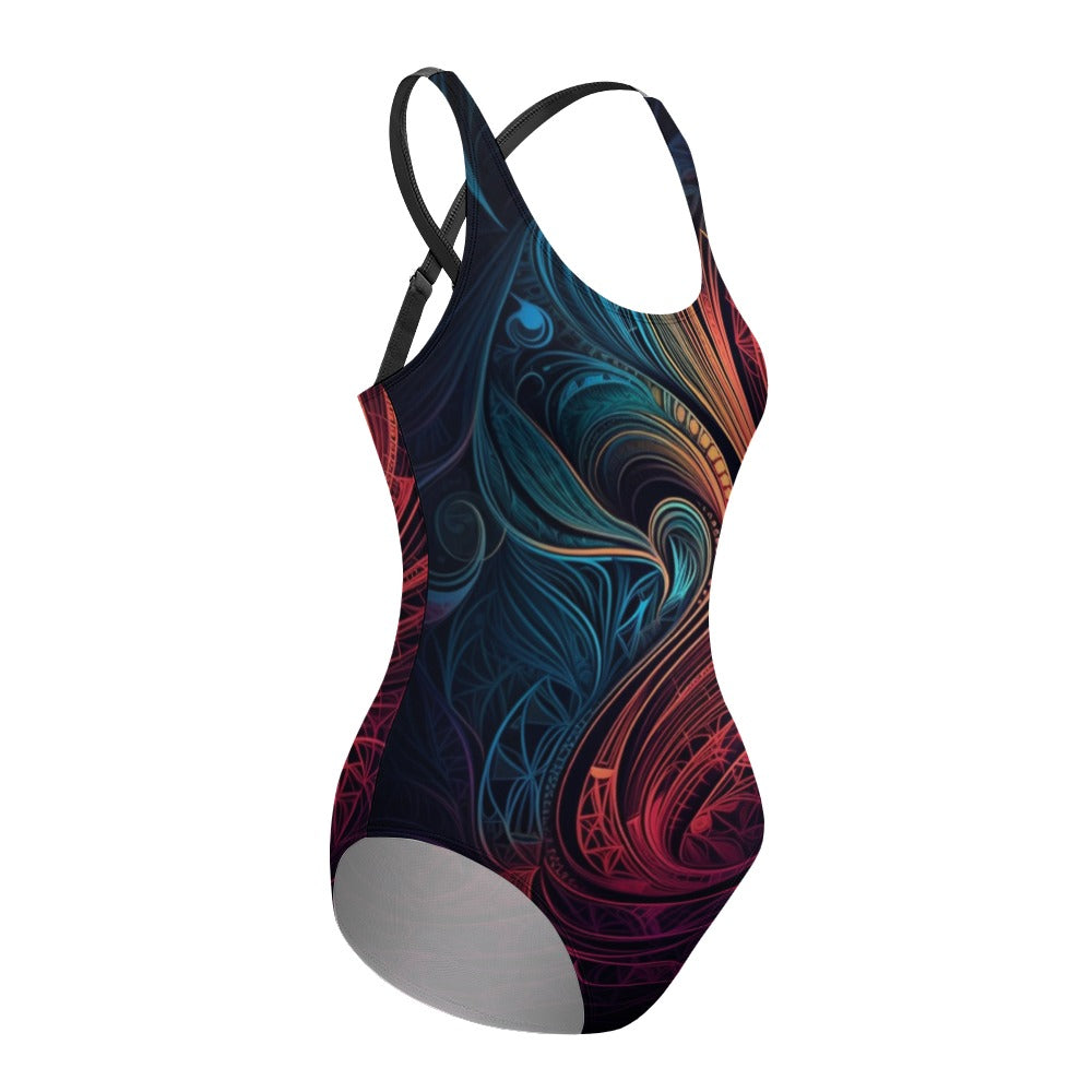 Floral Pattern Ladies One Piece Swimsuit