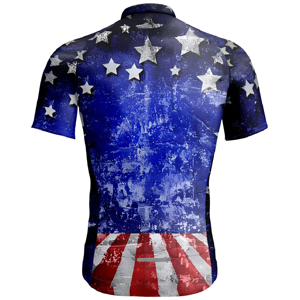 Star & Stripe Flag Pattern Men's Cycling Shirt Flag Patriotic Cycling Jersey Mesh Breathable Activewear Cycling Top