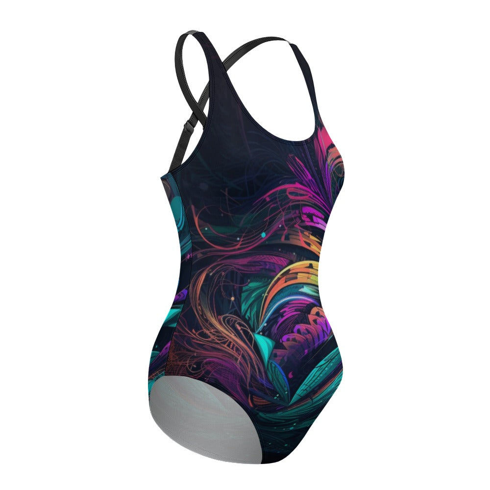 Floral Pattern Ladies One Piece Swimsuit
