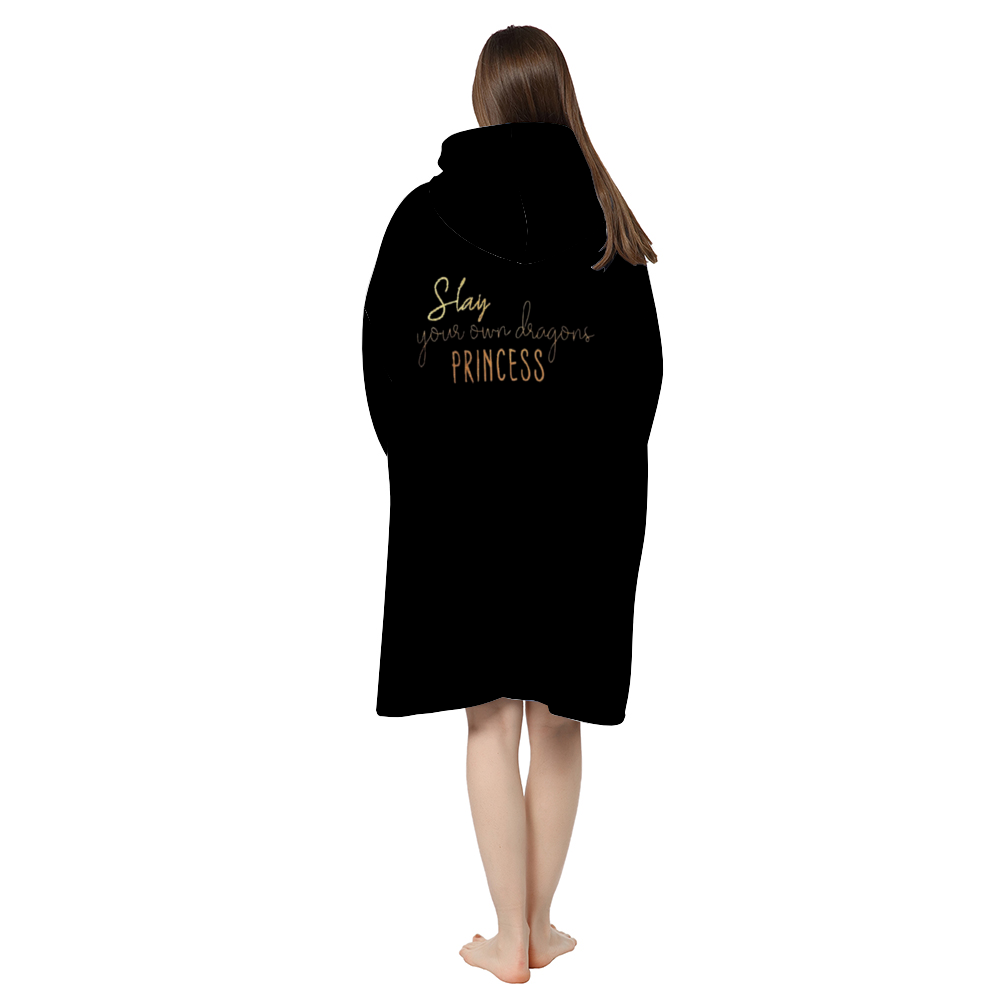 Custom Adults' All Over Print Pullover Hooded Lounger Long Hoodie Pajamas Sherpa Hooded Blanket