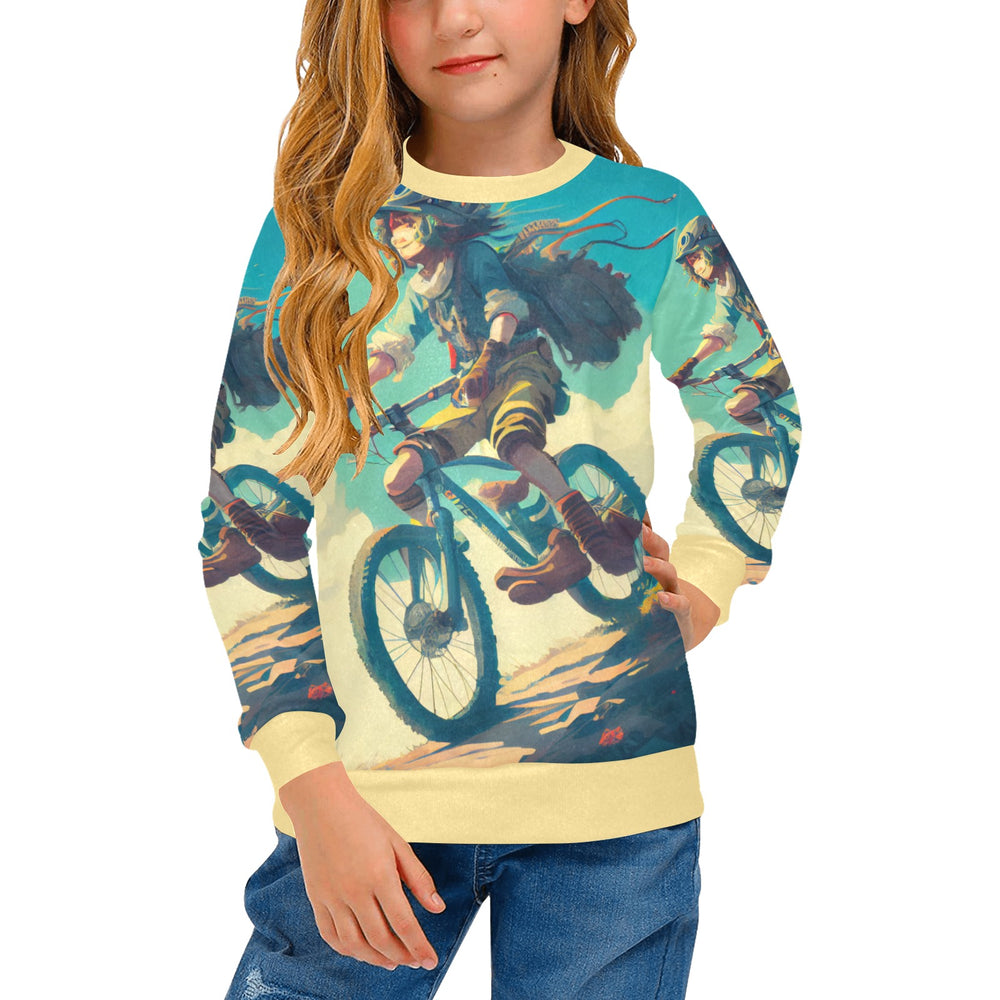 Girls' All Over Print Crew Neck Sweater(H49)