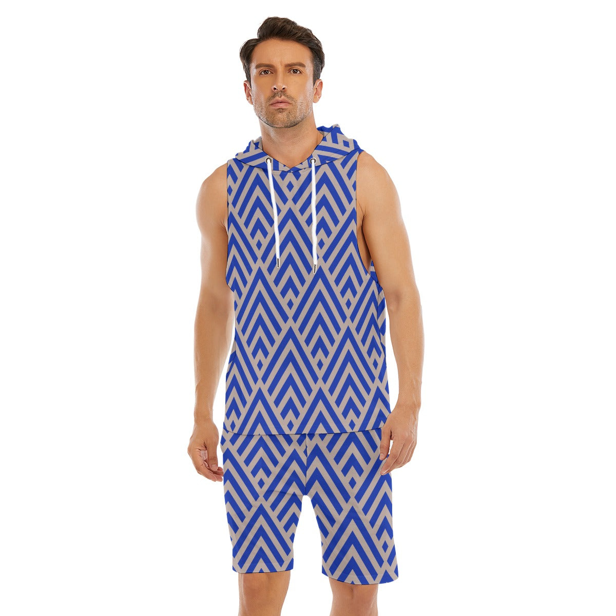 All-Over Print Men's Sleeveless Vest And Shorts Set