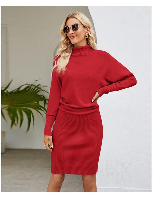 Women's turtleneck long sleeve slim fit sweater dress