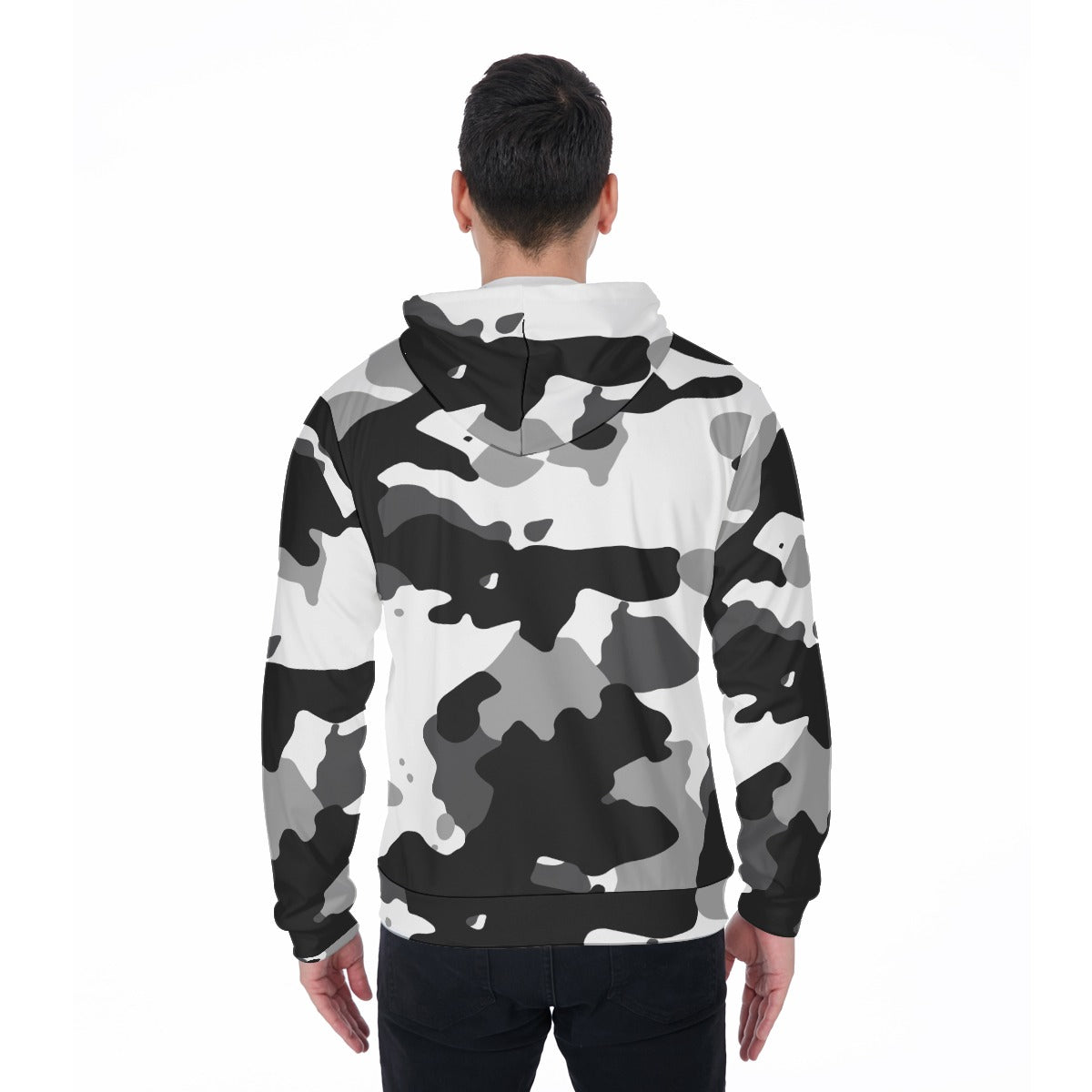 All-Over Print Zip Up Hoodie With Pocket