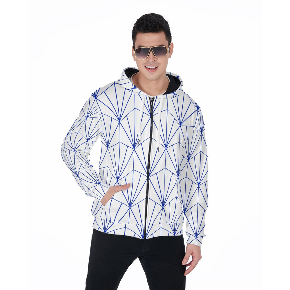 All-Over Print Zip Up Hoodie With Pocket