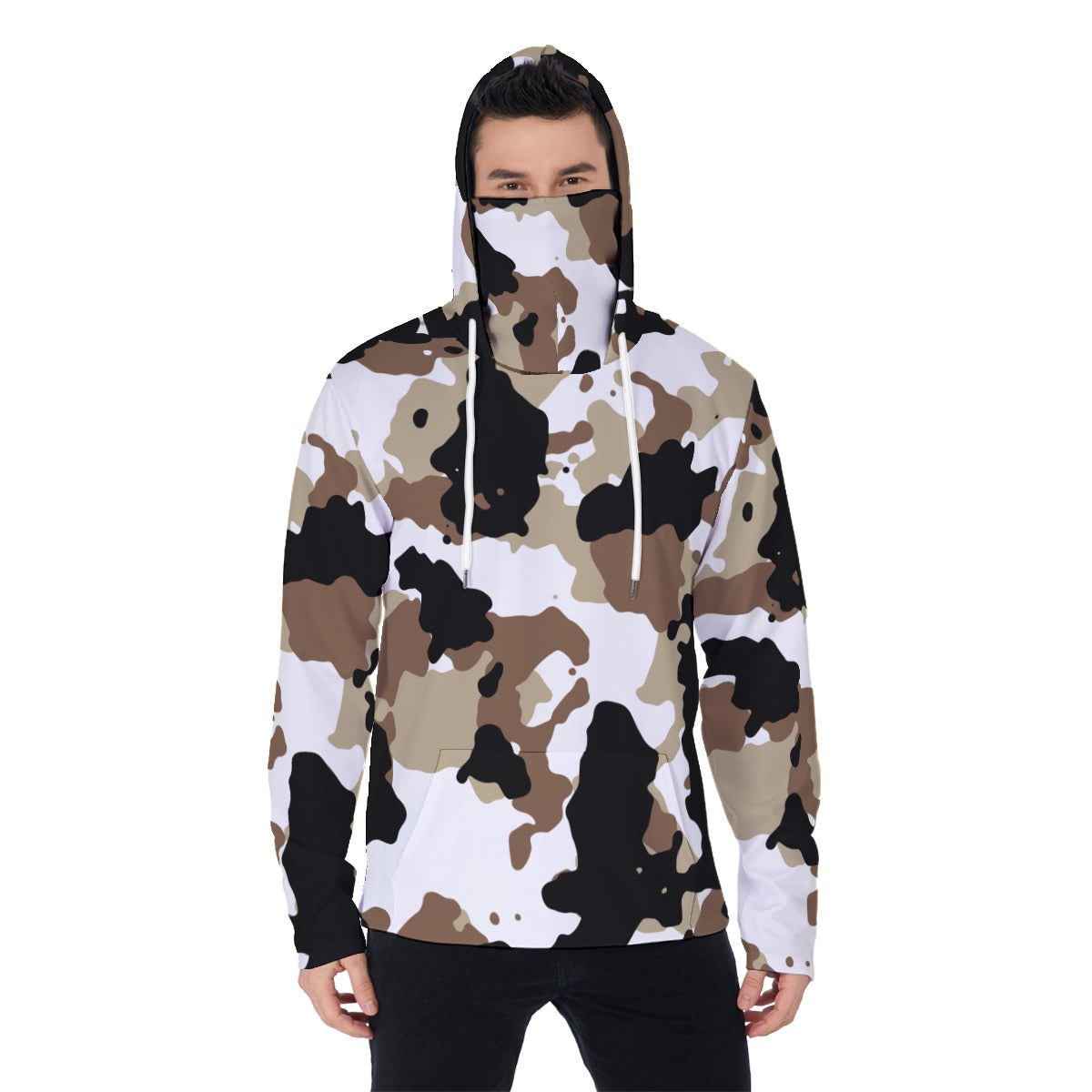 All-Over Print Men's Heavy Fleece Hoodie With Mask